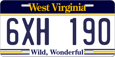 WV license plate 6XH190