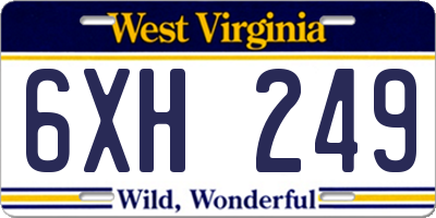 WV license plate 6XH249