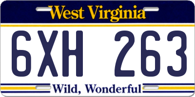 WV license plate 6XH263