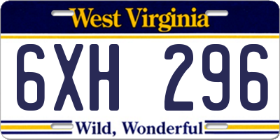 WV license plate 6XH296