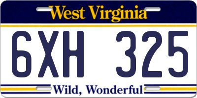 WV license plate 6XH325