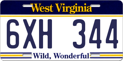 WV license plate 6XH344