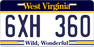 WV license plate 6XH360