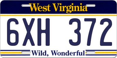 WV license plate 6XH372