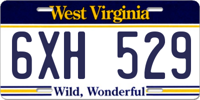 WV license plate 6XH529