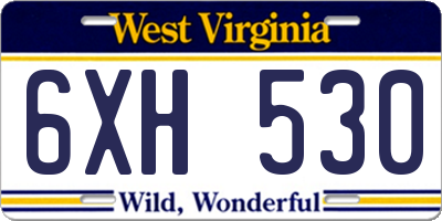 WV license plate 6XH530