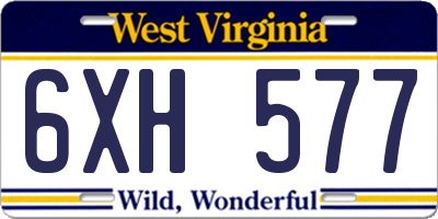 WV license plate 6XH577