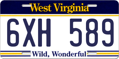 WV license plate 6XH589
