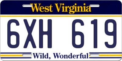 WV license plate 6XH619