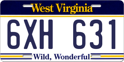 WV license plate 6XH631