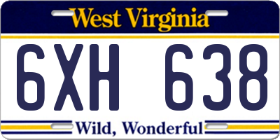 WV license plate 6XH638