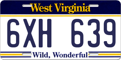 WV license plate 6XH639