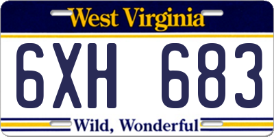 WV license plate 6XH683