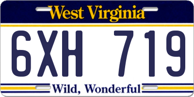 WV license plate 6XH719
