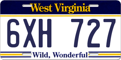 WV license plate 6XH727