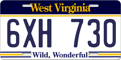 WV license plate 6XH730