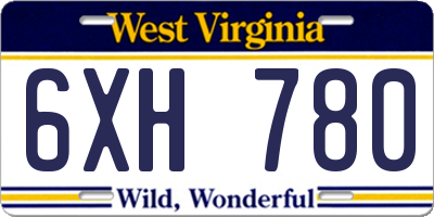 WV license plate 6XH780