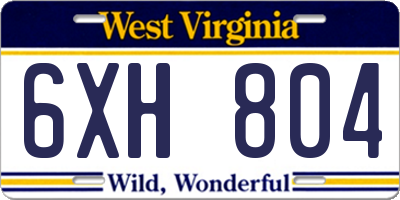WV license plate 6XH804