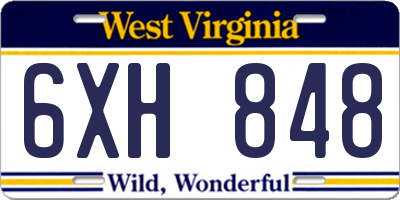 WV license plate 6XH848