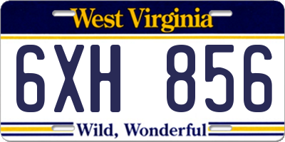 WV license plate 6XH856
