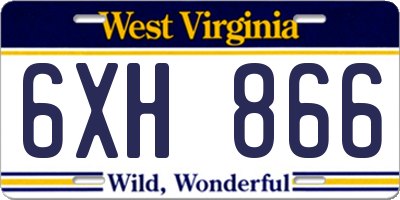 WV license plate 6XH866