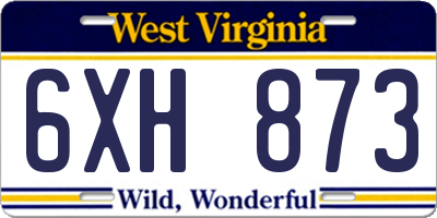 WV license plate 6XH873