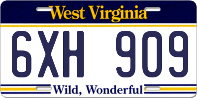 WV license plate 6XH909