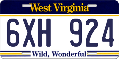 WV license plate 6XH924