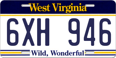WV license plate 6XH946