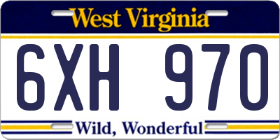 WV license plate 6XH970