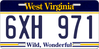 WV license plate 6XH971