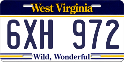 WV license plate 6XH972