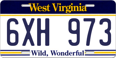 WV license plate 6XH973