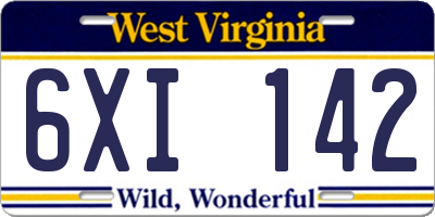 WV license plate 6XI142