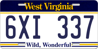 WV license plate 6XI337
