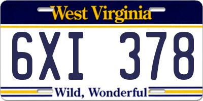 WV license plate 6XI378