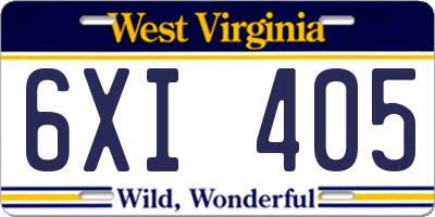WV license plate 6XI405
