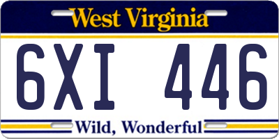 WV license plate 6XI446