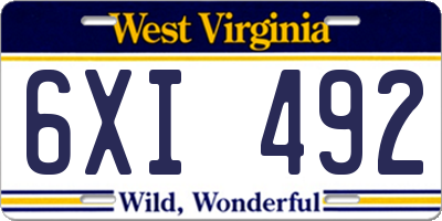 WV license plate 6XI492