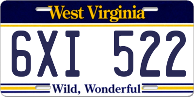 WV license plate 6XI522