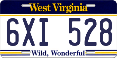 WV license plate 6XI528