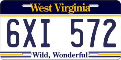 WV license plate 6XI572