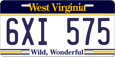 WV license plate 6XI575