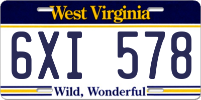 WV license plate 6XI578