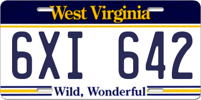 WV license plate 6XI642