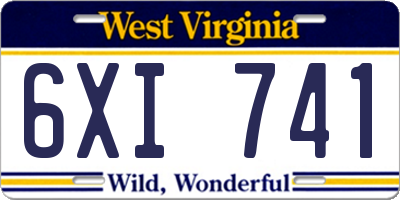 WV license plate 6XI741
