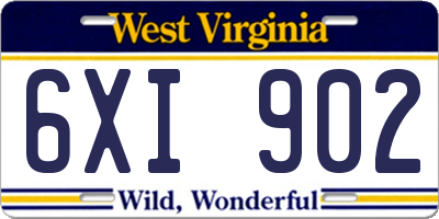 WV license plate 6XI902