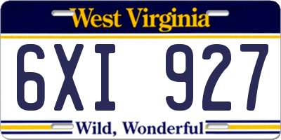 WV license plate 6XI927