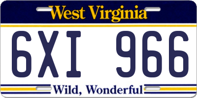 WV license plate 6XI966