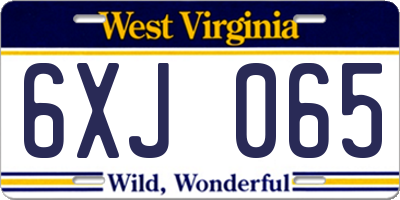 WV license plate 6XJ065